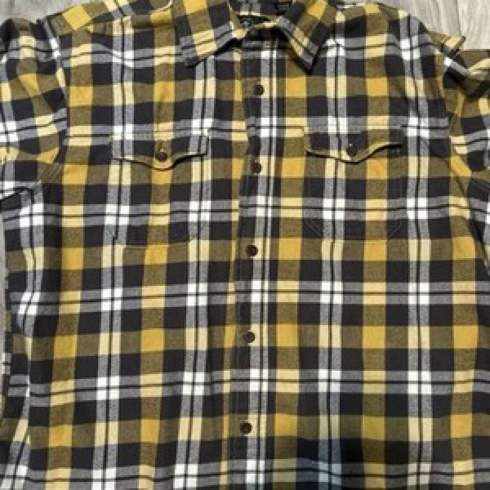 Red Head Flannel Men Yellow Plaid Long Sleeve Button Up LT 2 Pocket